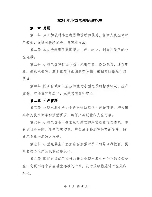2024年小型电器管理办法