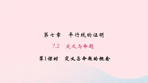 八年级数学上册第七章平行线的证明2定义与命题第1课时定义与命题的概念作业课件新版北师大版