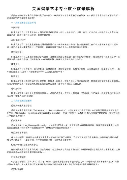 英国留学艺术专业就业前景解析