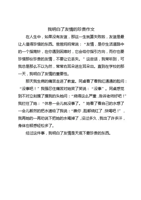 我明白了友情的珍贵作文