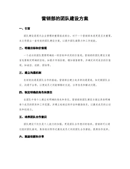 营销部的团队建设方案