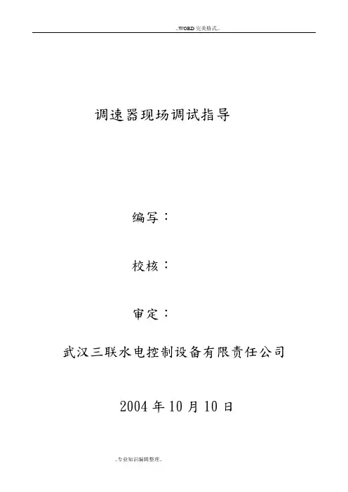 调速器现场电气试验指导