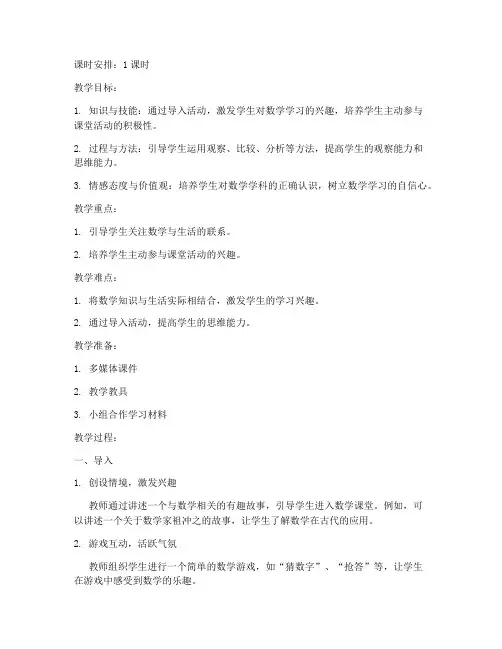 小学数学教案万能模板导入