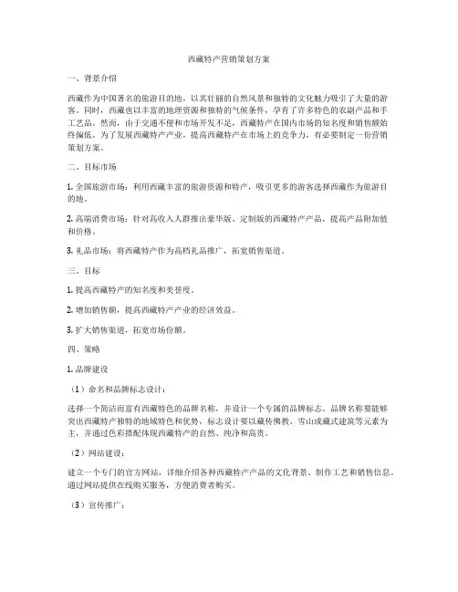 西藏特产营销策划方案