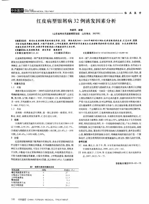红皮病型银屑病32例诱发因素分析