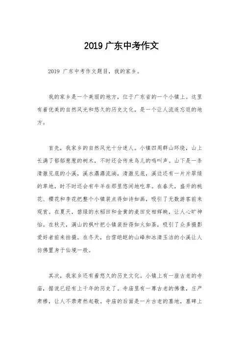 2019广东中考作文
