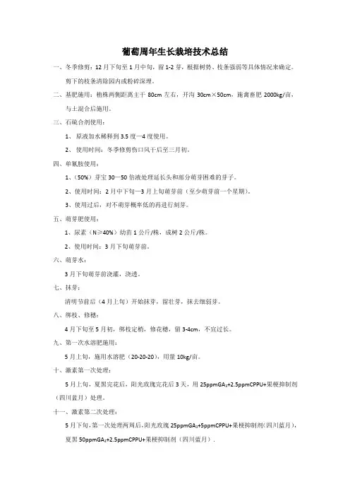 葡萄周年生长栽培技术总结