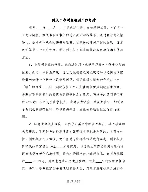 建设工程质量检测工作总结（2篇）