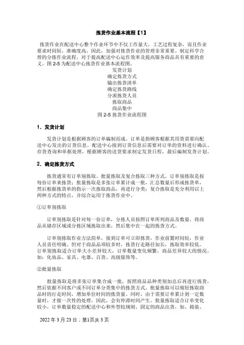 拣货作业基本流程
