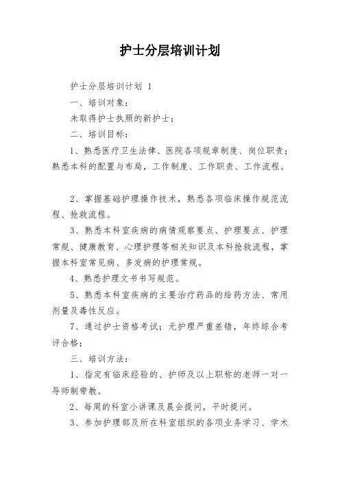 护士分层培训计划