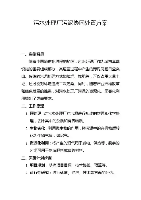 污水处理厂污泥协同处置方案(一)