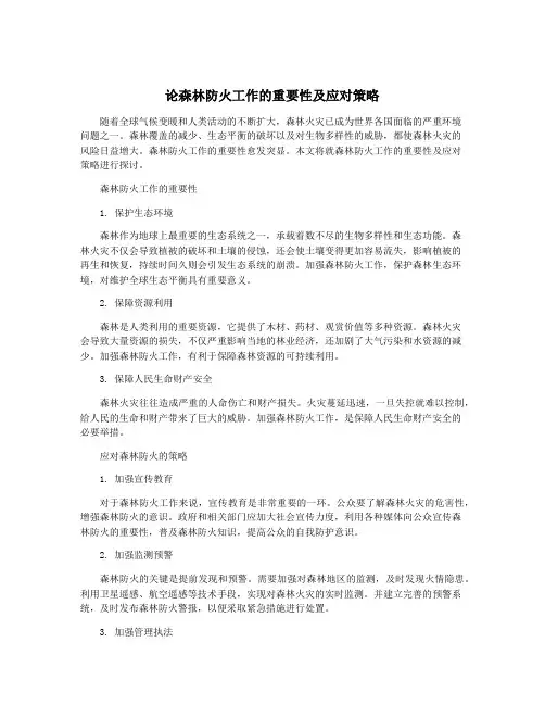 论森林防火工作的重要性及应对策略