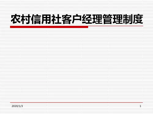 农村信用社客户经理管理制度PPT课件