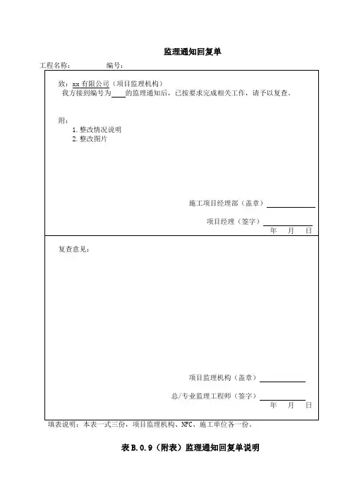监理通知回复样单
