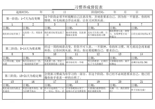 21天习惯养成督促表