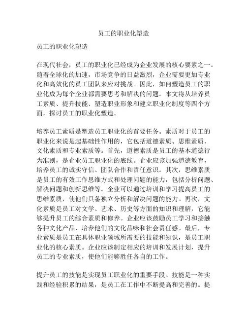 员工的职业化塑造
