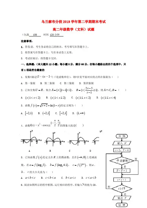 2019学年高二数学下学期期末考试试题 文 人教新课标