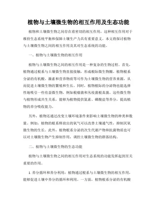 植物与土壤微生物的相互作用及生态功能
