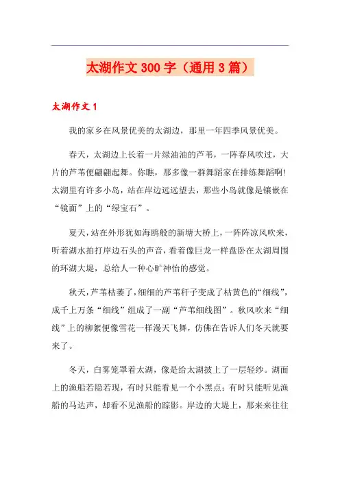 太湖作文300字(通用3篇)