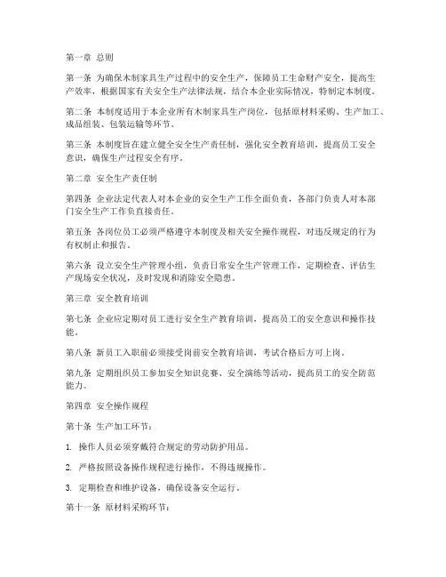 木制家具安全生产管理制度