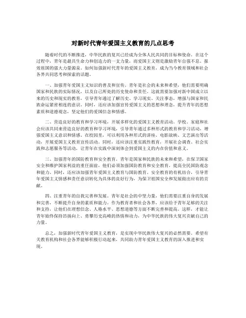 对新时代青年爱国主义教育的几点思考