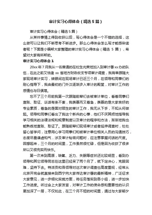 审计实习心得体会（精选5篇）