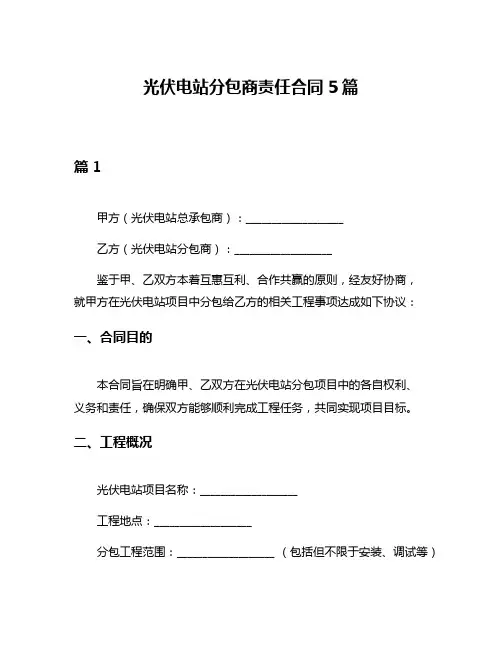 光伏电站分包商责任合同5篇