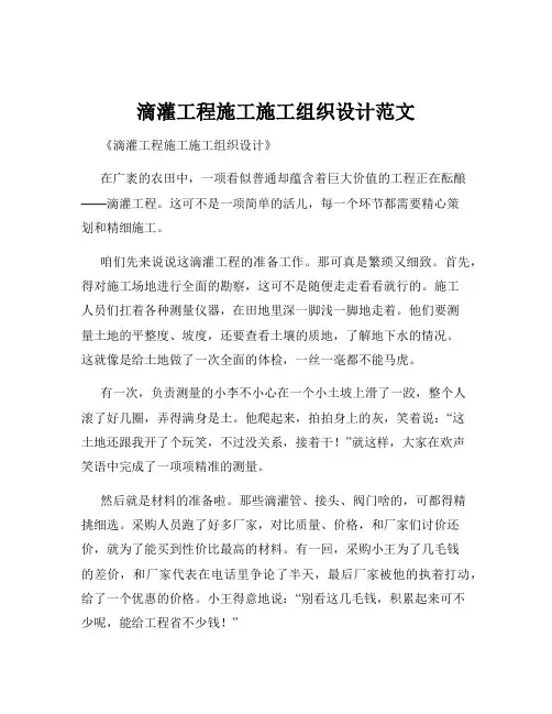 滴灌工程施工施工组织设计范文