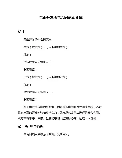 荒山开发承包合同范本6篇