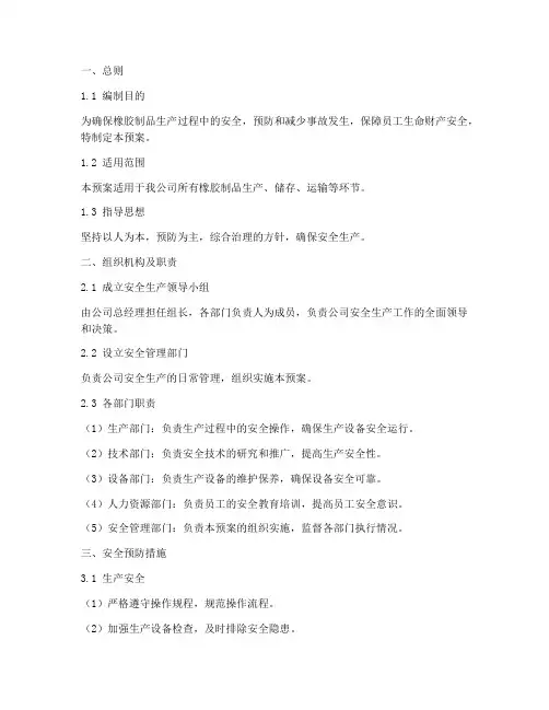 橡胶制品安全预案模板范本
