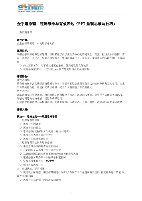 金字塔原理：逻辑思维与有效表达(PPT呈现思维与技巧)