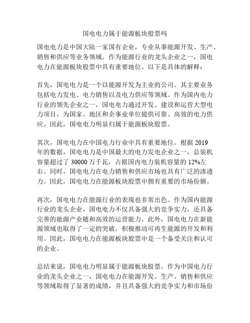 国电电力属于能源板块股票吗