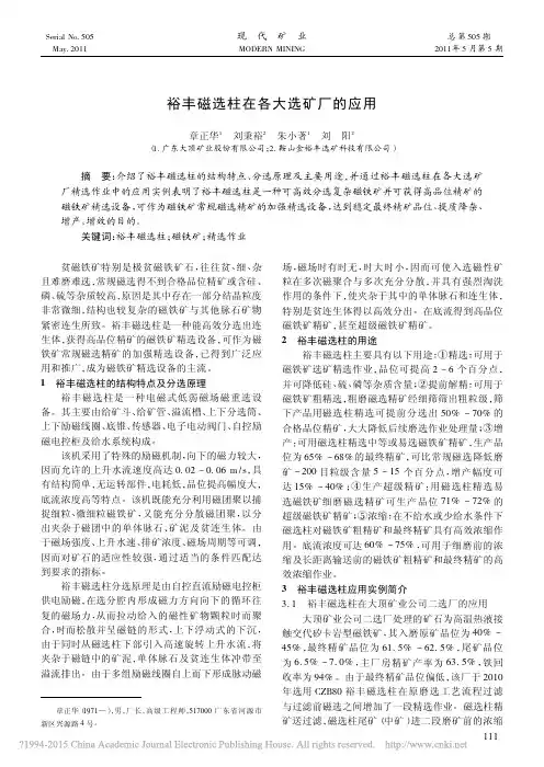 裕丰磁选柱在各大选矿厂的应用