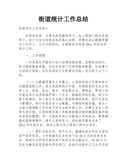 街道统计工作总结