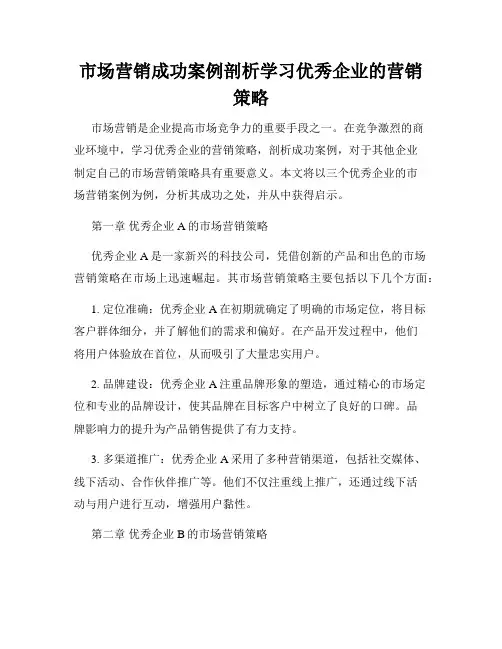 市场营销成功案例剖析学习优秀企业的营销策略
