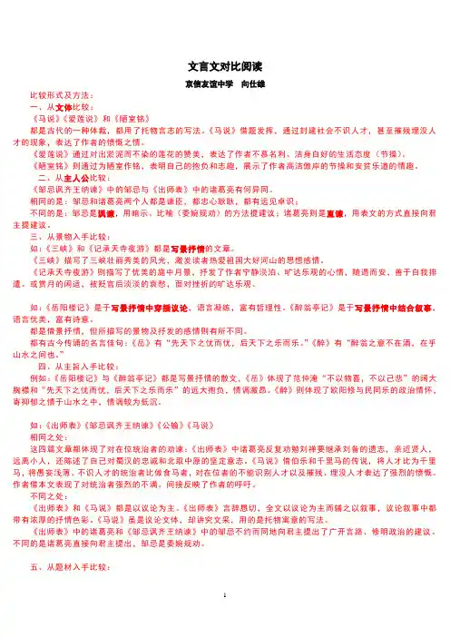 文言文对比阅读整理