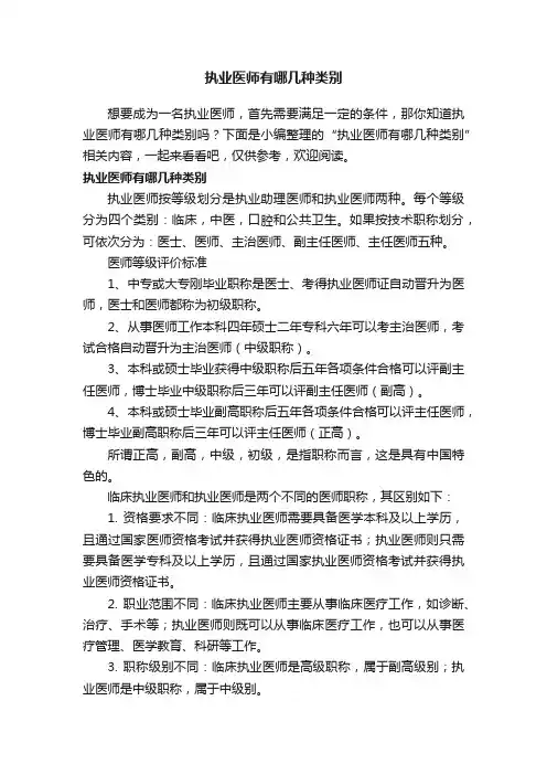 执业医师有哪几种类别