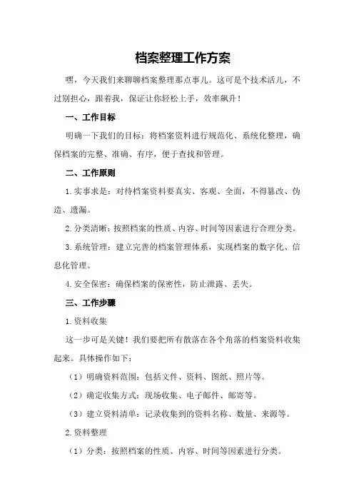 档案整理工作方案 