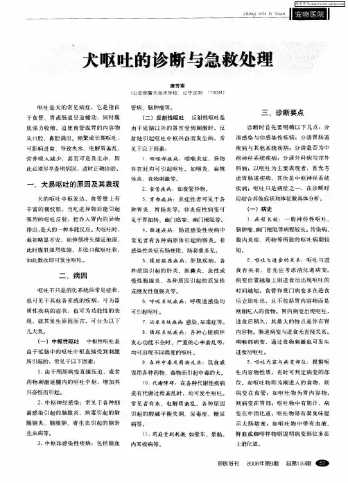 犬呕吐的诊断与急救处理