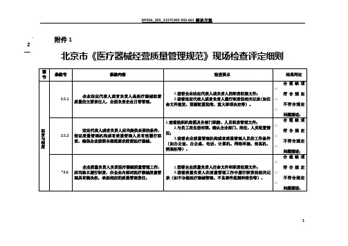 18年最新北京市《医疗器械经营质量管理规范》现场检查评定细则