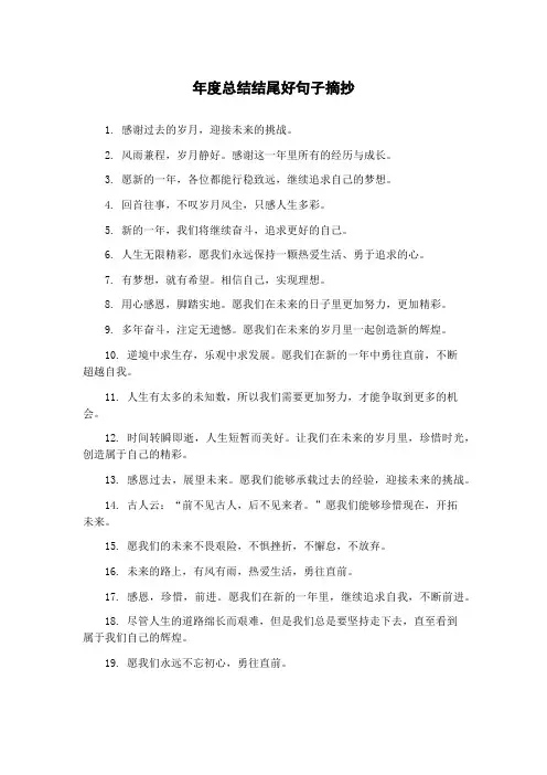 年度总结结尾好句子摘抄
