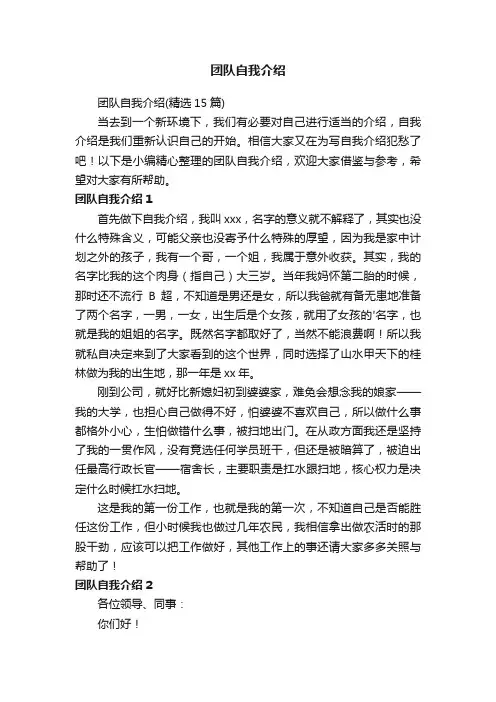 团队自我介绍