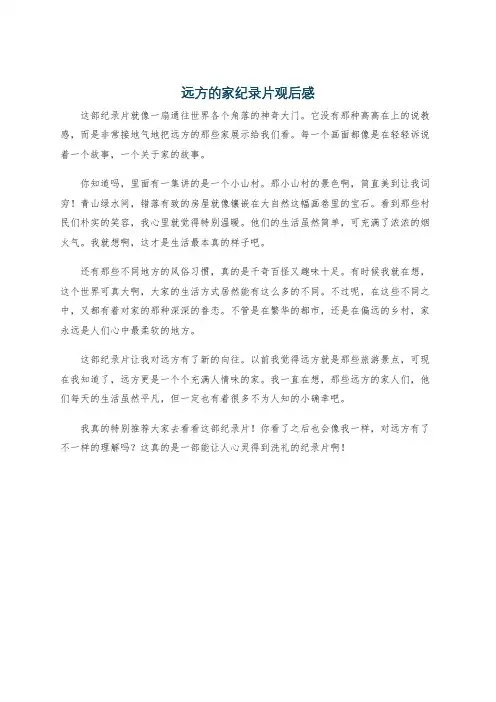 远方的家纪录片观后感