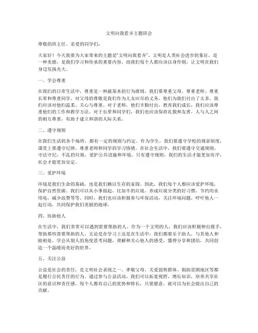 文明向我看齐主题班会
