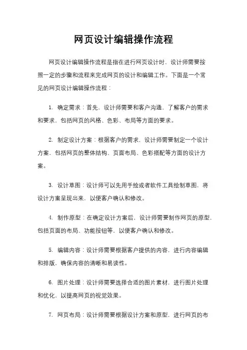 网页设计编辑操作流程