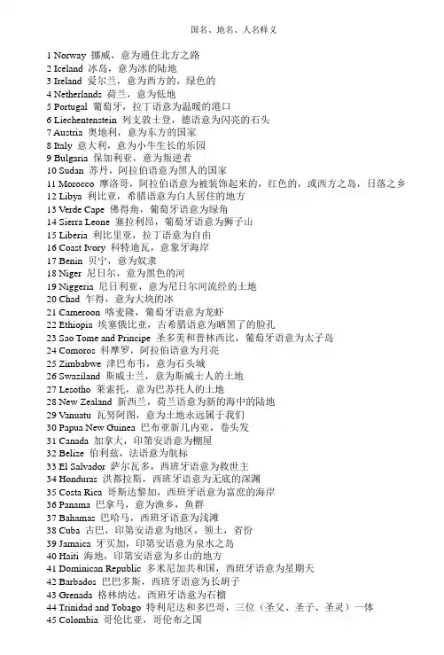 国名地名人名和释义