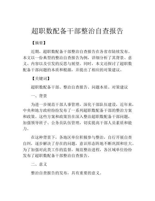 超职数配备干部整治自查报告