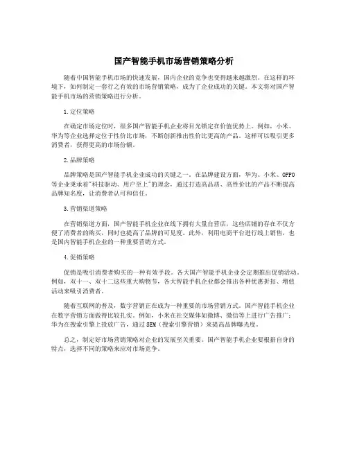 国产智能手机市场营销策略分析