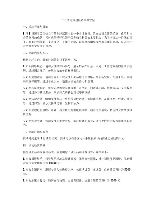 三八活动策划经费预算方案