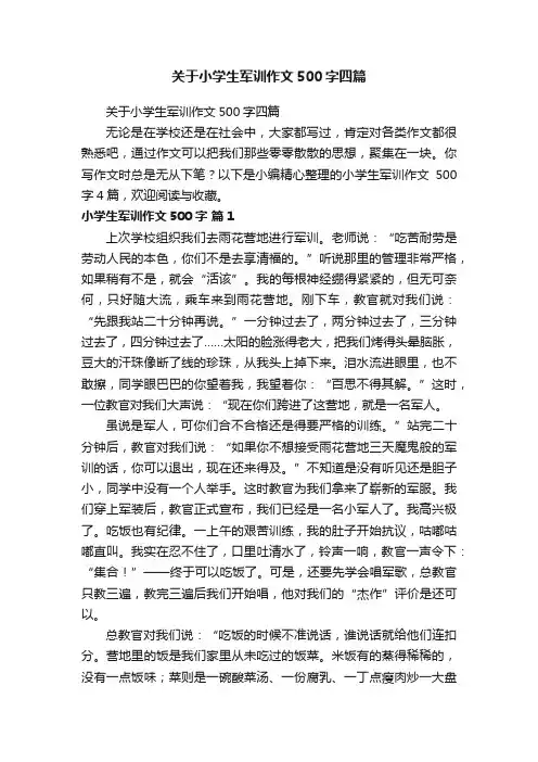 关于小学生军训作文500字四篇